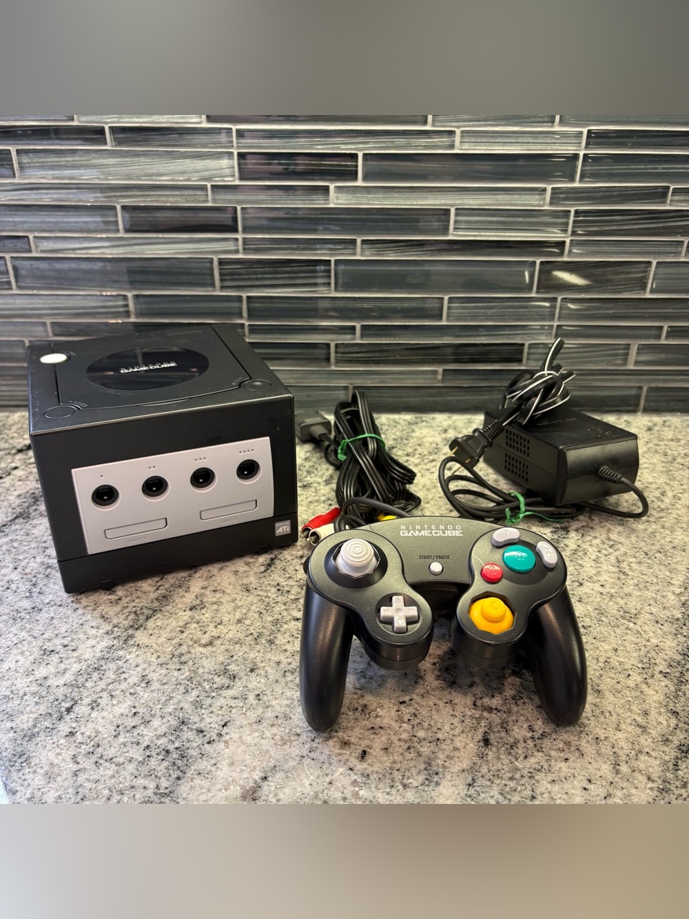 Nintendo GameCube Console DOL-101 (USA) With Black Controller And Cables Tested
